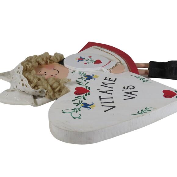 Hand Painted Folk Art Wooden Welcome Sign with Heart - Slovak "Vitame Vás" - Picture 9 of 15